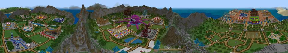 Panorama of the Minecraft Bedrock Marketplace product Craftable Theme Park created by Lifeboat.