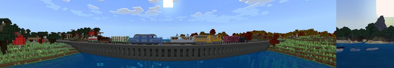 Panorama of the Minecraft Bedrock Marketplace product Craftable Trains created by Lifeboat.