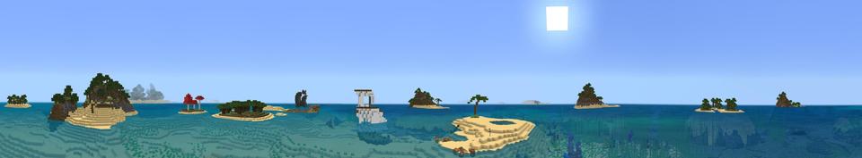 Panorama of the Minecraft Bedrock Marketplace product Desert Island created by Lifeboat.