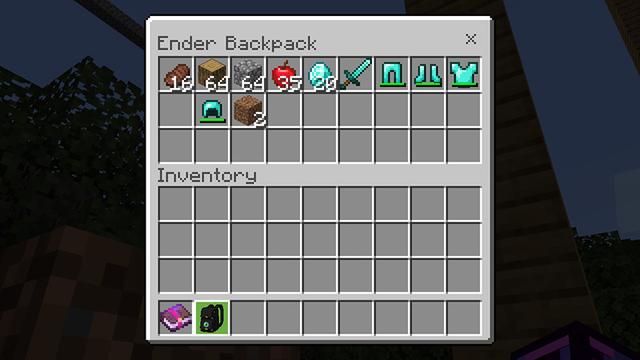 Screenshot of the Minecraft Bedrock Marketplace product Ender Backpack created by Lifeboat.
