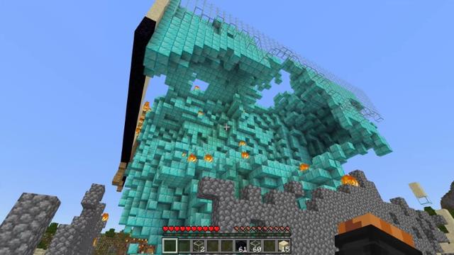 Screenshot of the Minecraft Bedrock Marketplace product Explosions vs 500,000 Diamonds created by Lifeboat.