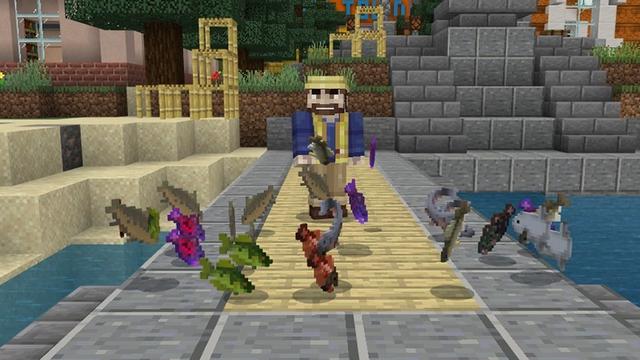 Screenshot of the Minecraft Bedrock Marketplace product Fishing+ created by Lifeboat.