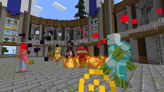 Screenshot of the Minecraft Bedrock Marketplace product Golems+ Melon Vs. Pumpkin created by Lifeboat.