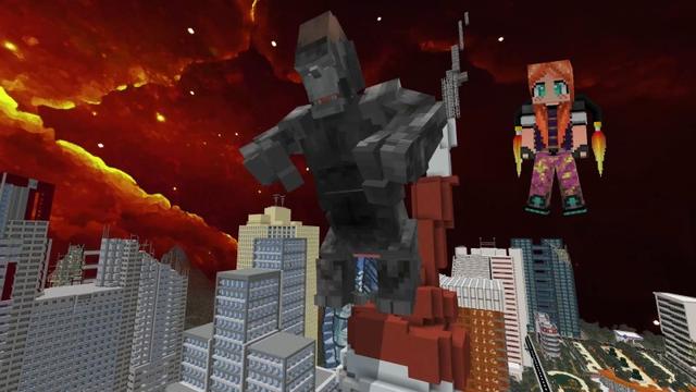 Screenshot of the Minecraft Bedrock Marketplace product Gorilla vs. T-Rex created by Lifeboat.