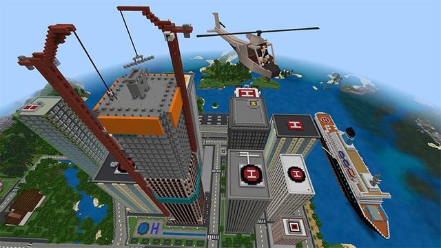Screenshot of the Minecraft Bedrock Marketplace product Helicopters created by Lifeboat.