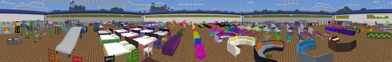 Panorama of the Minecraft Bedrock Marketplace product Home Improvement Television created by Lifeboat.