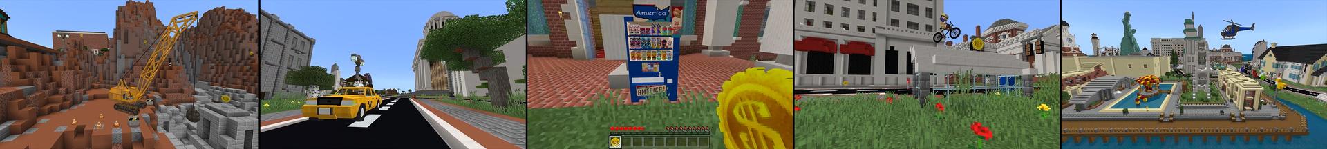 Panorama of the Minecraft Bedrock Marketplace product Life in the United States created by Lifeboat.