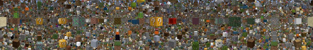 Panorama of the Minecraft Bedrock Marketplace product Lucky Block Sky Grid created by Lifeboat.