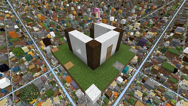 Screenshot of the Minecraft Bedrock Marketplace product Lucky Block Sky Grid created by Lifeboat.