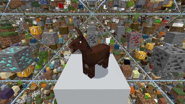 Screenshot of the Minecraft Bedrock Marketplace product Lucky Block Sky Grid created by Lifeboat.