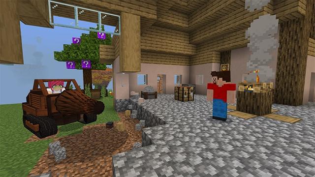 Screenshot of the Minecraft Bedrock Marketplace product Lucky Block Trees created by Lifeboat.