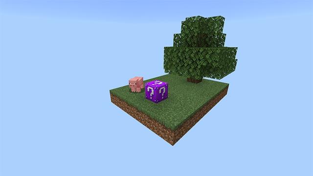 Screenshot of the Minecraft Bedrock Marketplace product Lucky One Block Challenge created by Lifeboat.