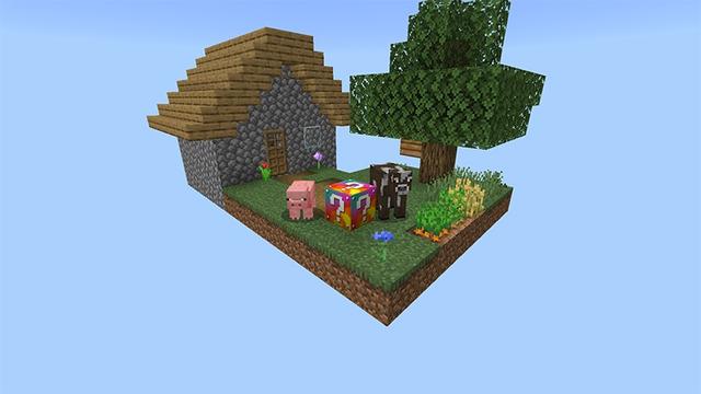 Screenshot of the Minecraft Bedrock Marketplace product Lucky One Block Challenge created by Lifeboat.