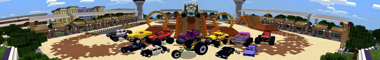 Panorama of the Minecraft Bedrock Marketplace product Monster Trucks created by Lifeboat.