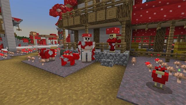 Screenshot of the Minecraft Bedrock Marketplace product Mushroom Village created by Lifeboat.