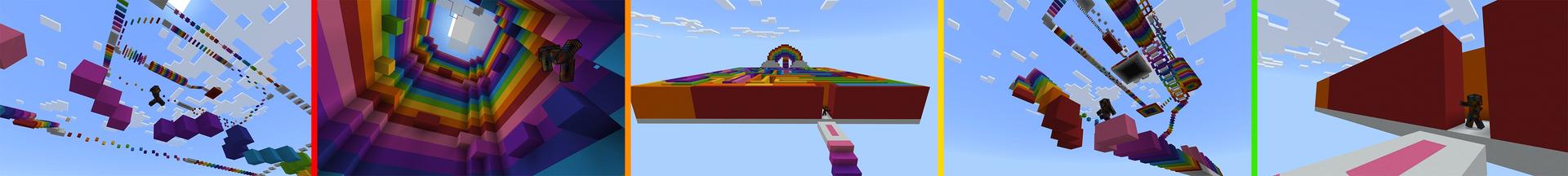 Panorama of the Minecraft Bedrock Marketplace product Rainbow Obby created by Lifeboat.
