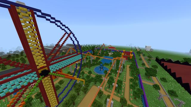 Screenshot of the Minecraft Bedrock Marketplace product Roller Coaster Builder created by Lifeboat.