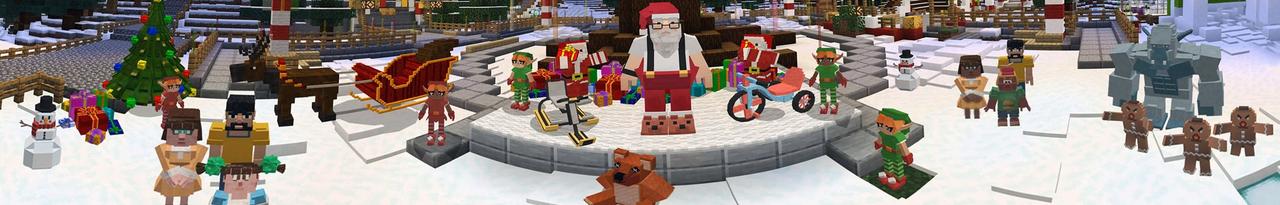Panorama of the Minecraft Bedrock Marketplace product Santa Quest created by Lifeboat.