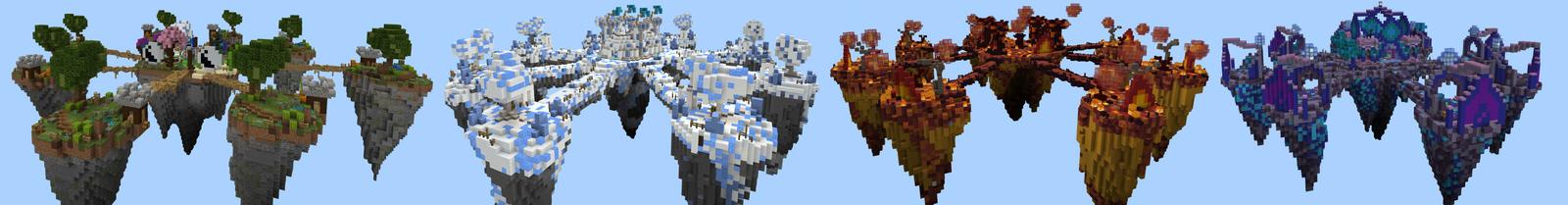 Panorama of the Minecraft Bedrock Marketplace product Skywars: Origins created by Lifeboat.