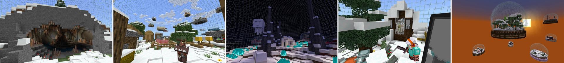 Panorama of the Minecraft Bedrock Marketplace product Snow Globe Skyblock created by Lifeboat.