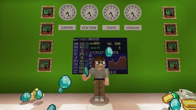 Screenshot of the Minecraft Bedrock Marketplace product Stonks created by Lifeboat.
