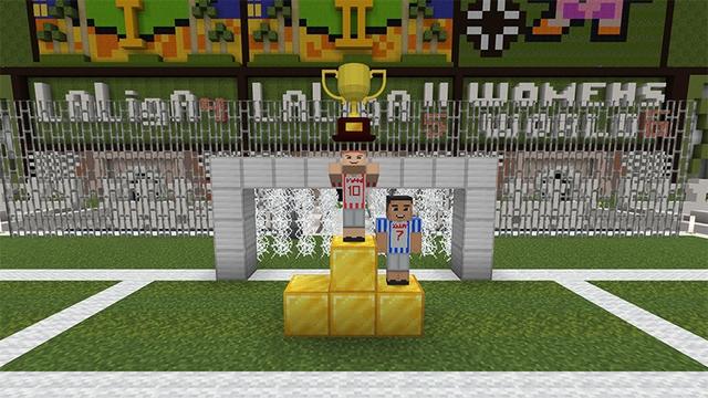 Screenshot of the Minecraft Bedrock Marketplace product Trivia Warrior: Soccer created by Lifeboat.
