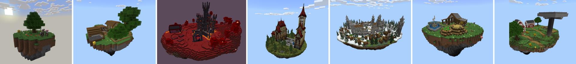 Panorama of the Minecraft Bedrock Marketplace product $1 vs $1,000,000,000 Skyblock created by Lifeboat.