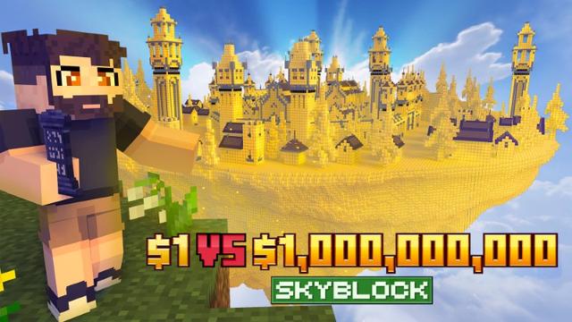 Thumbnail of the Minecraft Bedrock Marketplace product $1 vs $1,000,000,000 Skyblock created by Lifeboat.