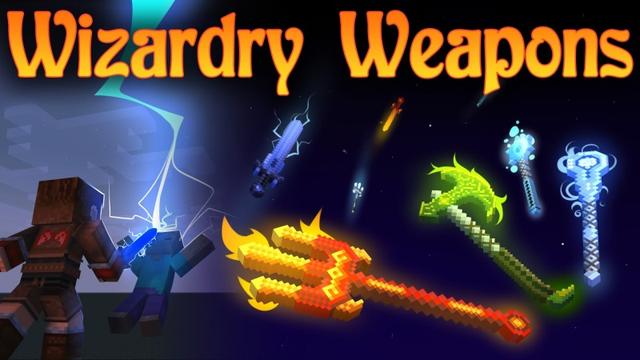 Thumbnail of the Minecraft Bedrock Marketplace product Wizard Weapons created by Lifeboat.