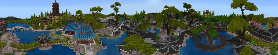 Panorama of the Minecraft Bedrock Marketplace product Chinese Garden Mash-up created by LinsCraft.