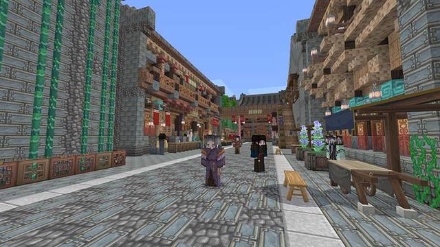 Screenshot of the Minecraft Bedrock Marketplace product Chinese Water Town Mash-up created by LinsCraft.