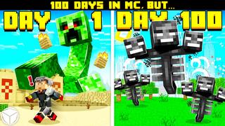 Thumbnail of the Minecraft Bedrock Marketplace product 100 Days in MC, BUT... created by Logdotzip.