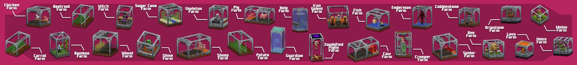 Panorama of the Minecraft Bedrock Marketplace product AFK Farms Add-On created by Logdotzip.