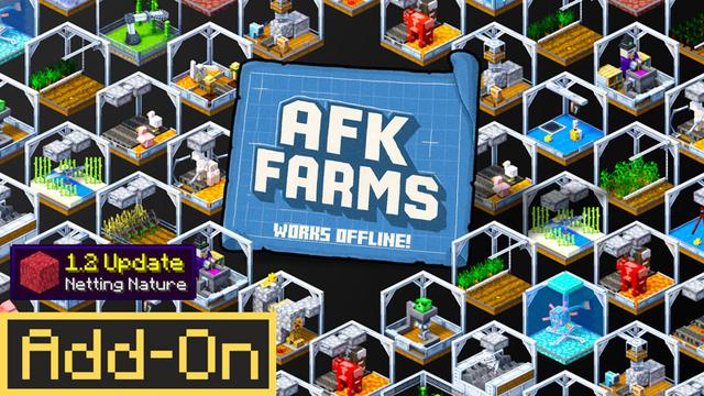 Thumbnail of the Minecraft Bedrock Marketplace product AFK Farms Add-On created by Logdotzip.