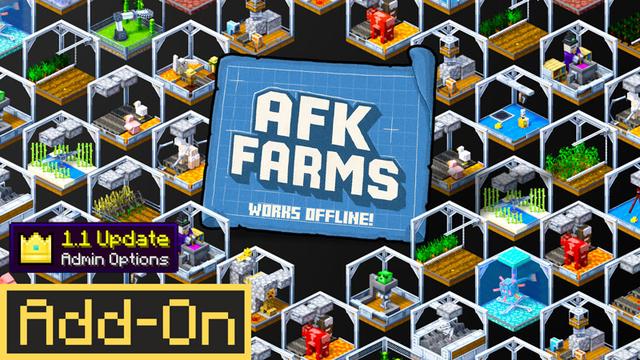 Thumbnail of the Minecraft Bedrock Marketplace product AFK Farms Add-On created by Logdotzip.