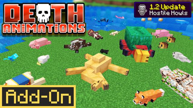 Thumbnail of the Minecraft Bedrock Marketplace product Death Animations v1.2 Add-On created by Logdotzip.