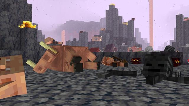 Screenshot of the Minecraft Bedrock Marketplace product Death Animations Add-On created by Logdotzip.