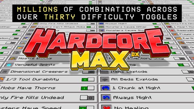 Thumbnail of the Minecraft Bedrock Marketplace product Hardcore MAX created by Logdotzip.