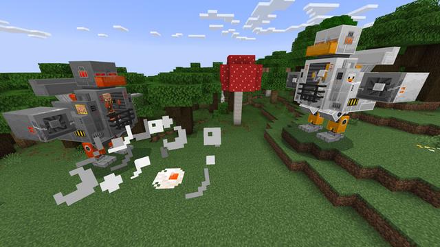 Screenshot of the Minecraft Bedrock Marketplace product Mob Mechs created by Logdotzip.
