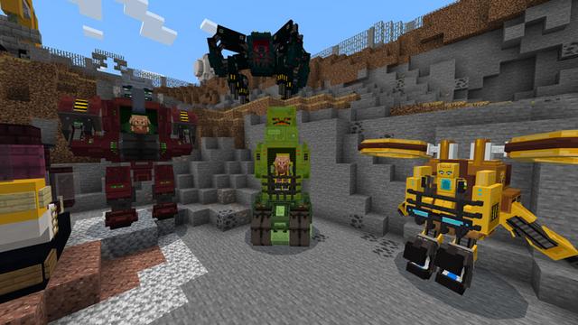 Screenshot of the Minecraft Bedrock Marketplace product Mob Mechs created by Logdotzip.