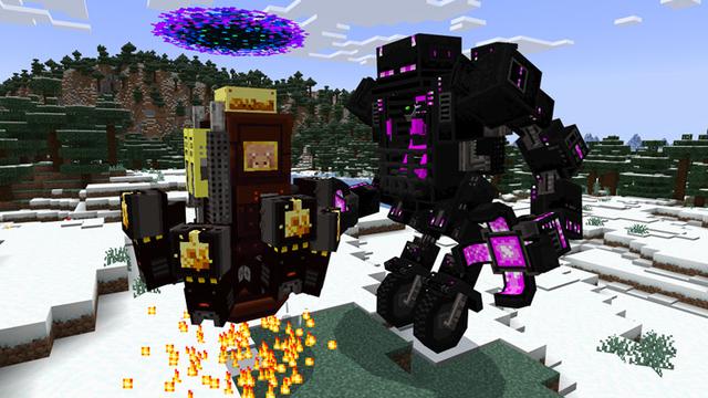 Screenshot of the Minecraft Bedrock Marketplace product Mob Mechs created by Logdotzip.