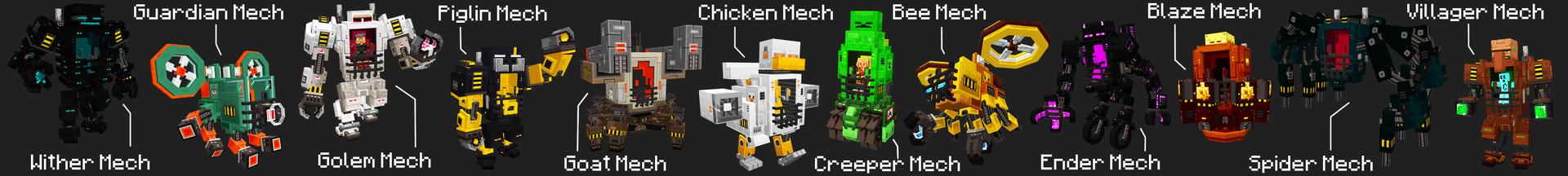 Panorama of the Minecraft Bedrock Marketplace product Mob Mechs created by Logdotzip.