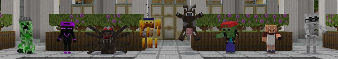 Panorama of the Minecraft Bedrock Marketplace product Mob School created by Logdotzip.