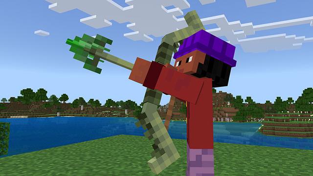 Screenshot of the Minecraft Bedrock Marketplace product Mob Weapons Add-On created by Logdotzip.
