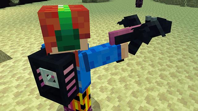 Screenshot of the Minecraft Bedrock Marketplace product Mob Weapons Add-On created by Logdotzip.