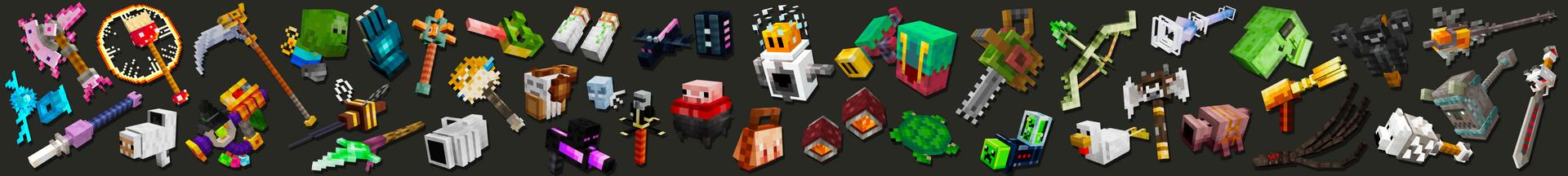 Panorama of the Minecraft Bedrock Marketplace product Mob Weapons v1.3 Add-On created by Logdotzip.
