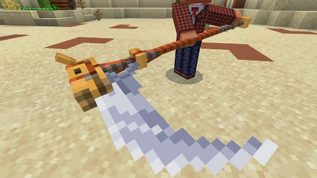 Screenshot of the Minecraft Bedrock Marketplace product Mob Weapons created by Logdotzip.