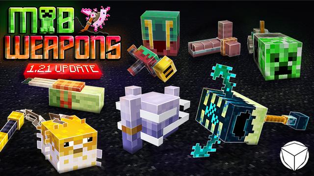 Thumbnail of the Minecraft Bedrock Marketplace product Mob Weapons created by Logdotzip.