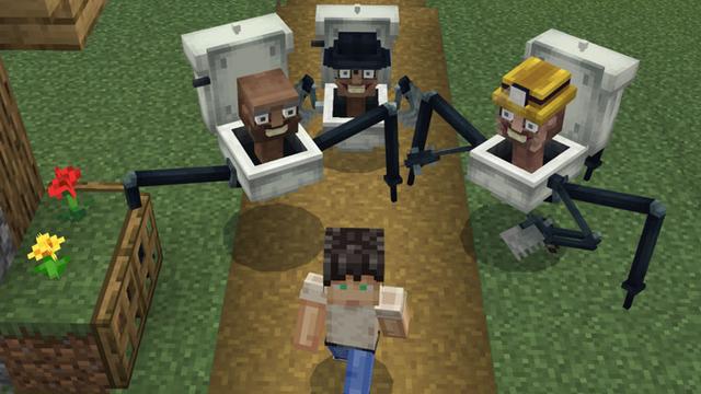 Screenshot of the Minecraft Bedrock Marketplace product Skibidi Toilet Raids v1.1 created by Logdotzip.