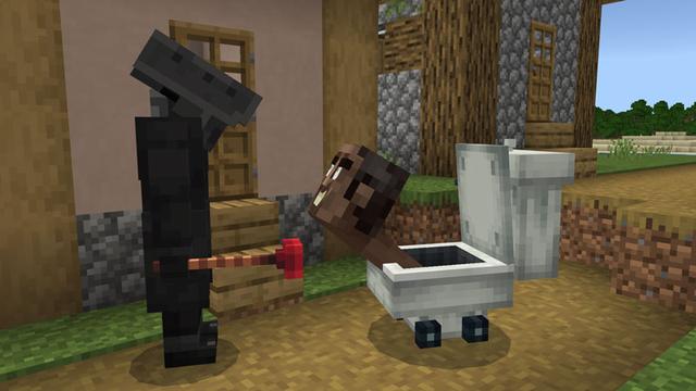Screenshot of the Minecraft Bedrock Marketplace product Skibidi Toilettenüberfälle created by Logdotzip.